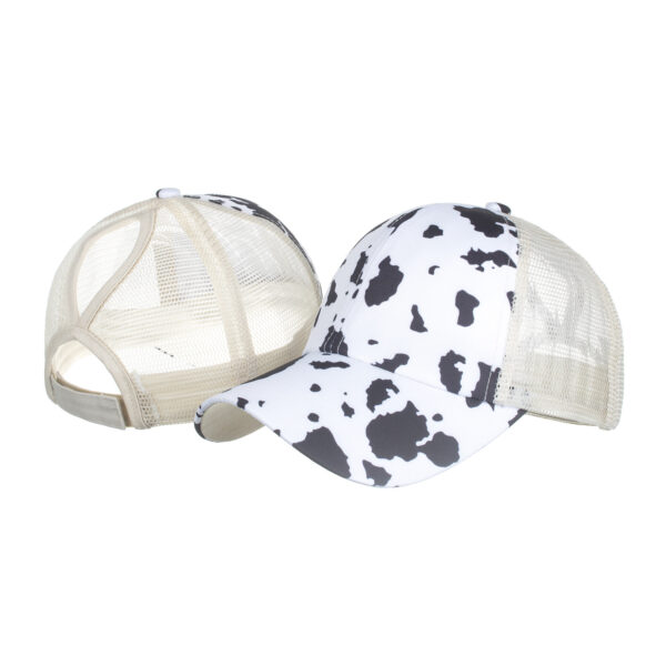 O1CN01SkBCgq1GDLZTJMWcJ_2018910588-0-cib Wholesale Cow Pattern Cross Elastic Mesh Ponytail Baseball Cap