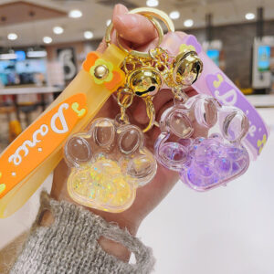 Wholesale Creative Acrylic Oil Bubble Bead Quicksand Cat Claw Creative Keychain