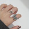 Wholesale Retro Hollow Butterfly Ring 2-piece Alloy Set
