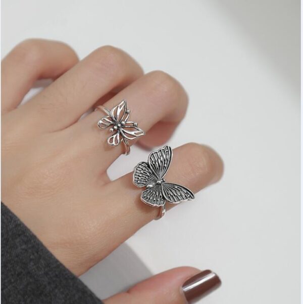 Wholesale Retro Hollow Butterfly Ring 2-piece Alloy Set