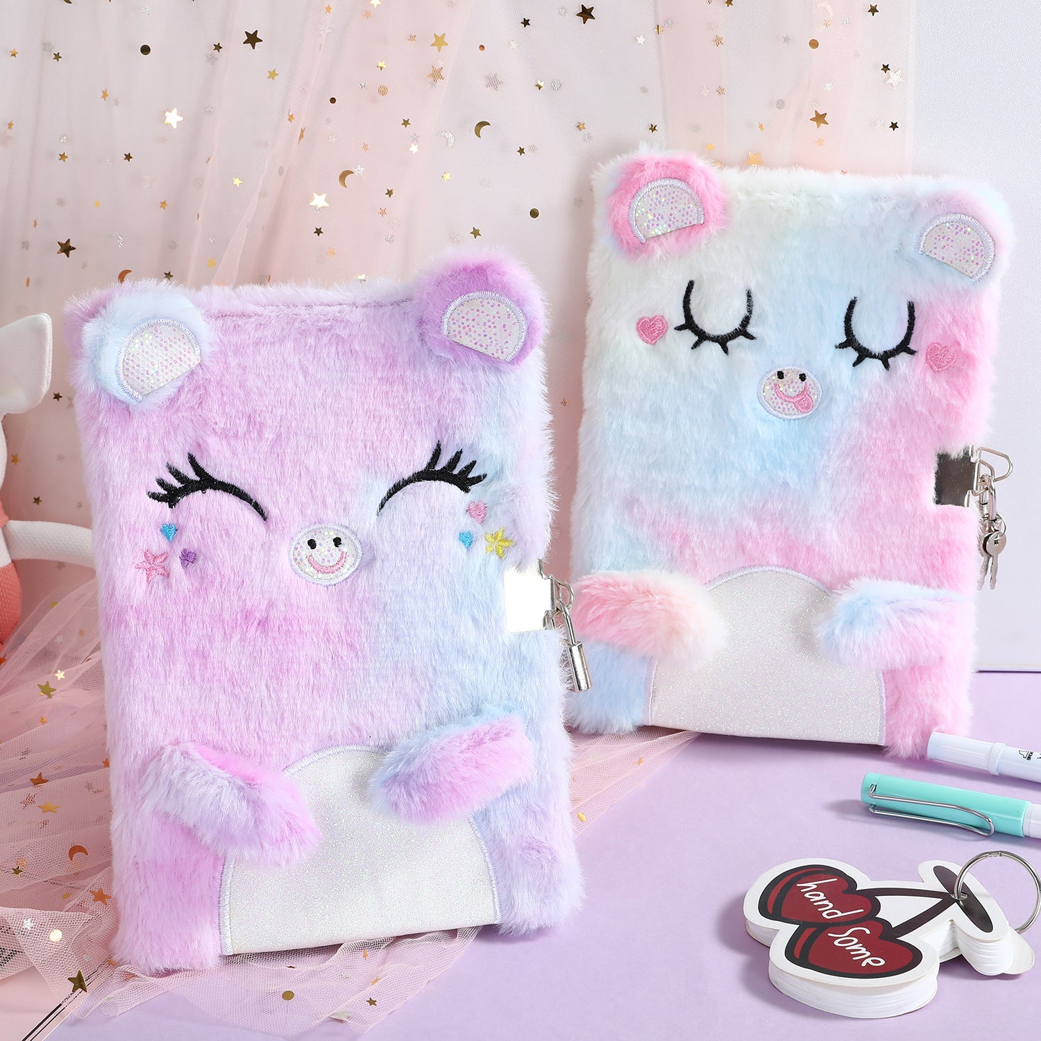 Wholesale Cartoon Cat Plush Diary with Lock