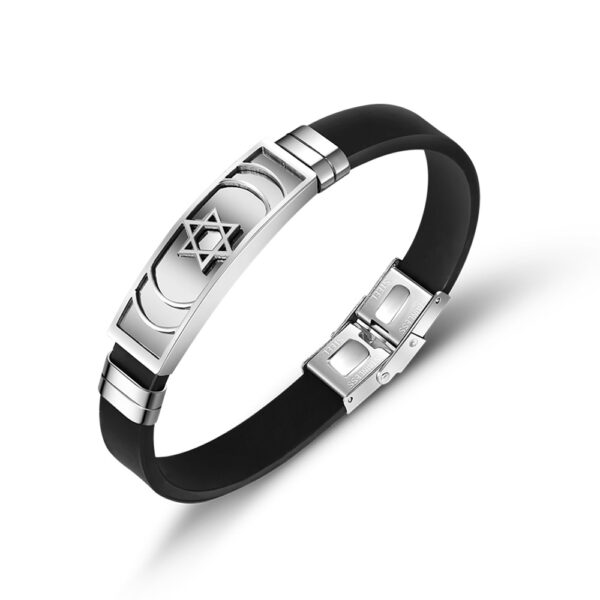 Wholesale Men's Hollow Out Titanium Steel Silicone Bracelet