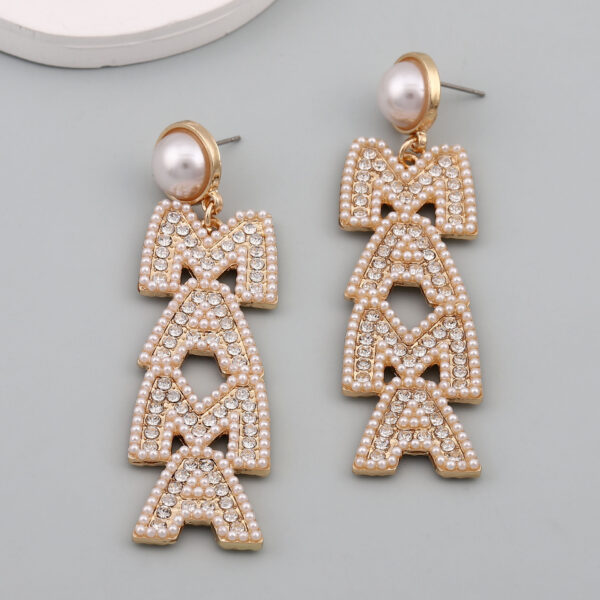 Wholesale MAMA Mother's Day Diamond Pearl Earrings
