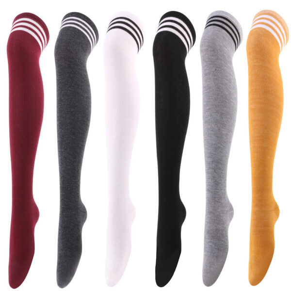 Wholesale Three-bar Over-the-knee High Striped Dance Socks