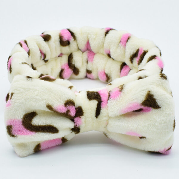 Wholesale Leopard Bow Coral Fleece Headband