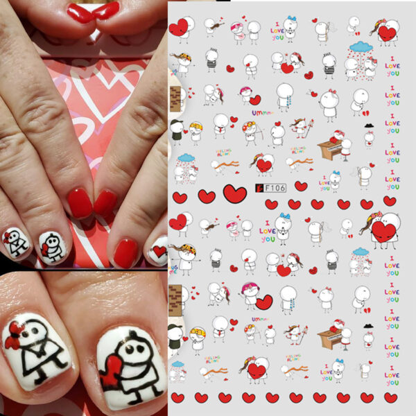Wholesale Valentine's Day Heart Letter Plastic Nail Stickers