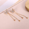 Wholesale S925 Silver Needle Long Tassel Diamond Butterfly Earrings
