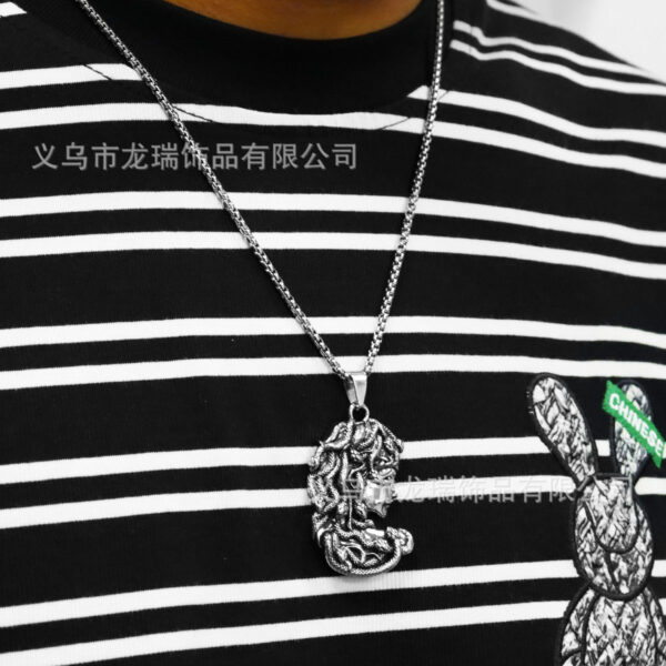 Wholesale Retro Punk Snake Medusa Stainless Steel Necklace
