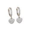 Wholesale Sterling Silver Heart Shaped Earrings Set with Diamonds Love Earrings