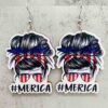 Wholesale American Independence Day LOVE Sunflower Eagle Wooden Earrings