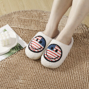 Wholesale New National Flag Smiley Home Warm Winter Cotton Slippers