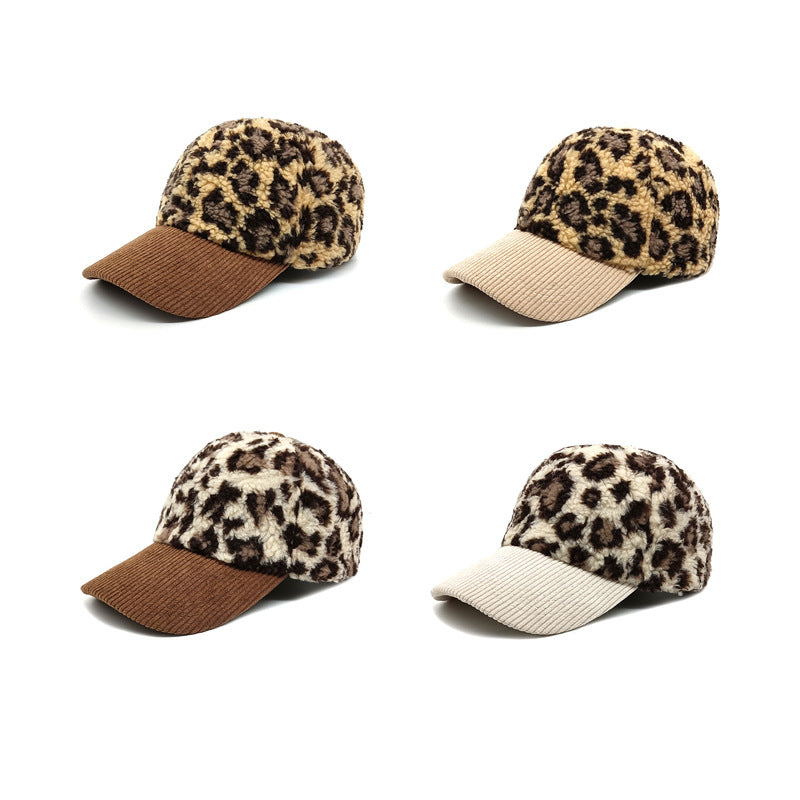 Wholesale Autumn and Winter Retro Color Matching Leopard Print Cold Warm lyester Baseball Cap