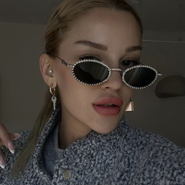Wholesale Full Diamond Oval Frame PC Sunglasses