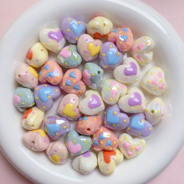 Wholesale Hand Painted Faceted Love Acrylic Beads