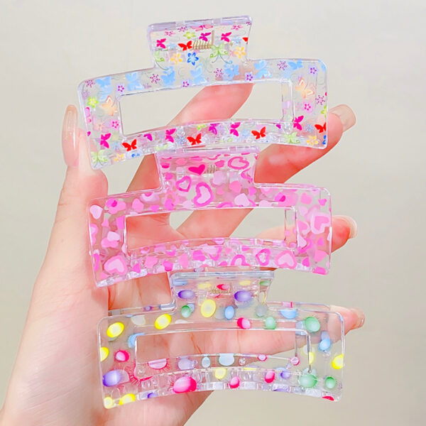 Wholesale Plastic Floral Transparent Grip Hair Clips