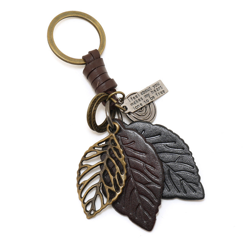 Wholesale Leaf Leather Keychain