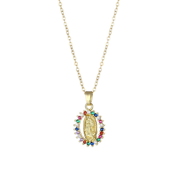 Wholesale Stainless Steel Virgin Mary Pendant Zircon Creative Necklace