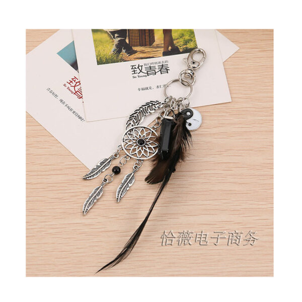 Wholesale Dream Catcher Gossip Feather Opal Tassel Bag Keychains