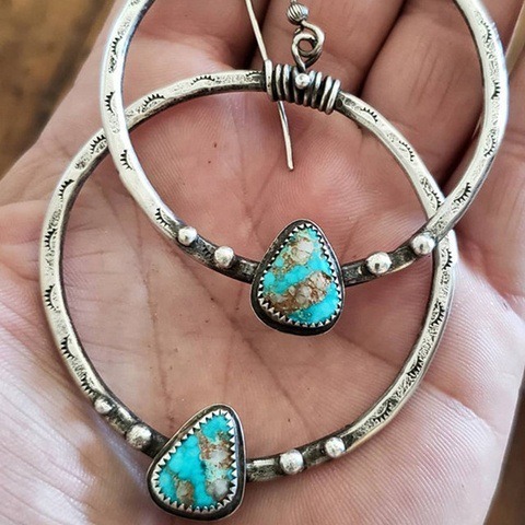 O1CN01TDxJCM294vO0AtBLI_3175378015-0-cib Wholesale Turquoise eyelash manual big circle alloy Earrings