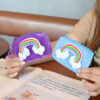 Wholesale Square Candy Colored Rainbow Plush Card Bag Keychain