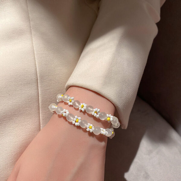 Wholesale Frosted Glass Pearl Flower Beading Bracelet