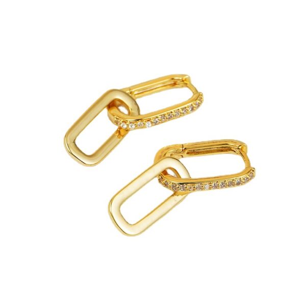 Wholesale Inlaid Zircon Elongated Copper Earrings