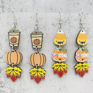 O1CN01TFUtZX2CFrePoK8UE__2207539588445-0-cib Wholesale Thanksgiving Pumpkin Maple Leaf Coffee Cup Wooden Earrings Halloween Earrings