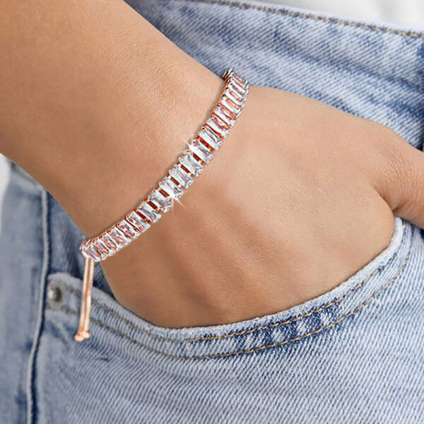 Wholesale Copper Rectangular Zircon Adjustable Bracelet