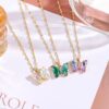 Wholesale Micropaved Zirconia Gradient Colorful Butterfly Necklace