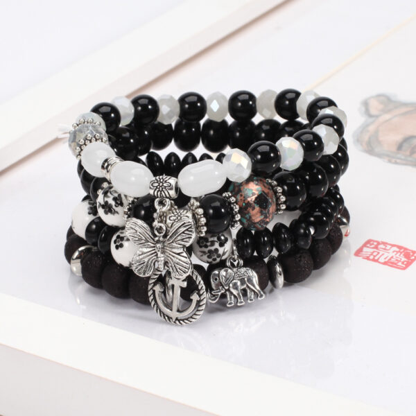 Wholesale Bohemian Butterfly Anchor Elephant Pendant Multi-layer Bracelet