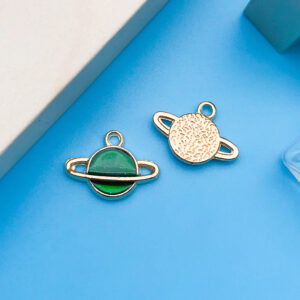 1 Drop Green Round Star Satellite Earth 12x16mm-13541-0.8g