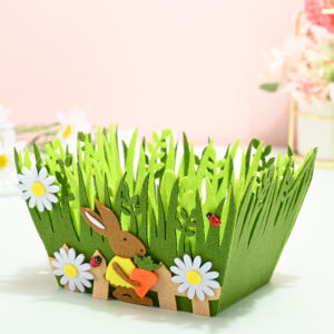 Easter square basket D grass radish rabbit