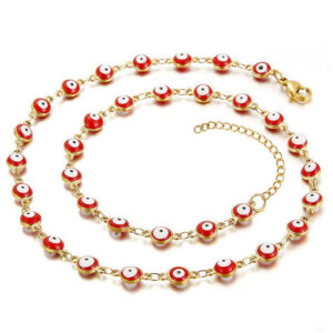 Necklace round eyes Red
