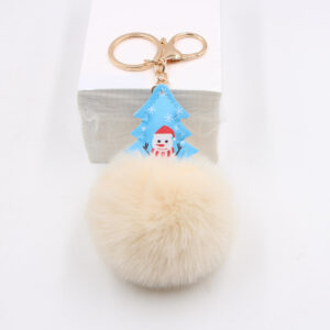 Rice White / Christmas tree fur ball pendant