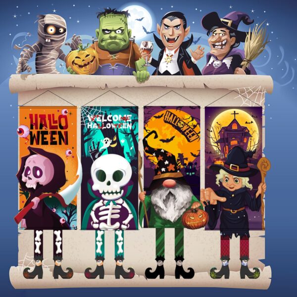 Wholesale Halloween Long Legs Dangling Elf White Ghost Hanging Flag Garden Non-woven Outdoor Banner