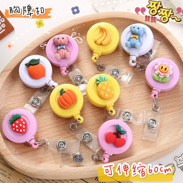 O1CN01TPAV0C1H9VrEAlF9Y_2585660715-0-cib Wholesale Badge Reels Plastic Cartoon Avocado Sunflower Badge Scroll Retractable Keychain