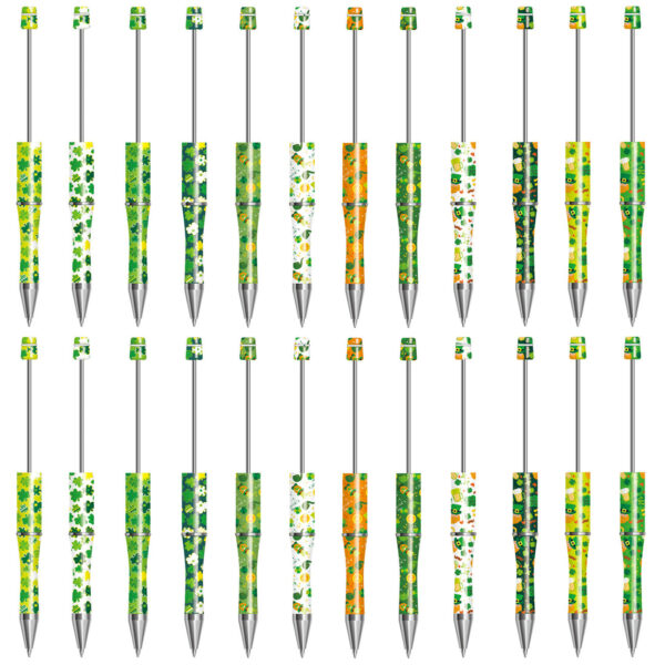 Wholesale Beadable Pens St. Patrick's Day Clover Plastic Pens DIY for Beaded