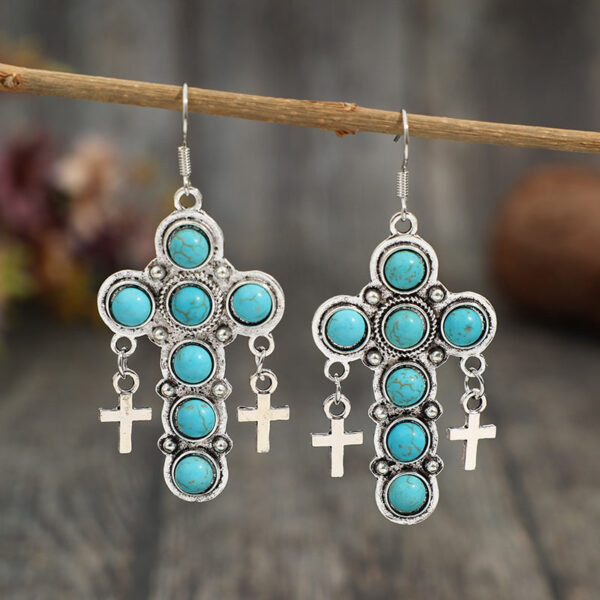 O1CN01TQCyIF1qyMbh8IptB__2206372095564-0-cib Wholesale Bohemian Cross Vintage Turquoise Alloy Earrings
