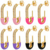 Wholesale Colorful Pins Gold Rectangular Copper Earrings
