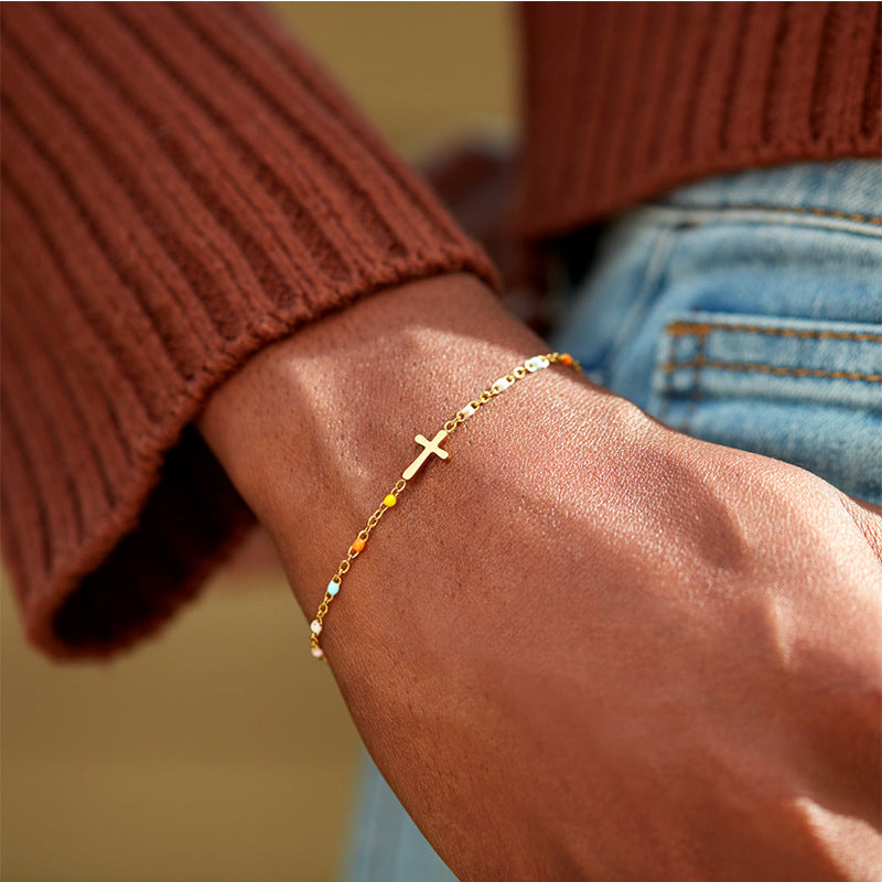 Wholesale Cross Enamel Sier Bracelets