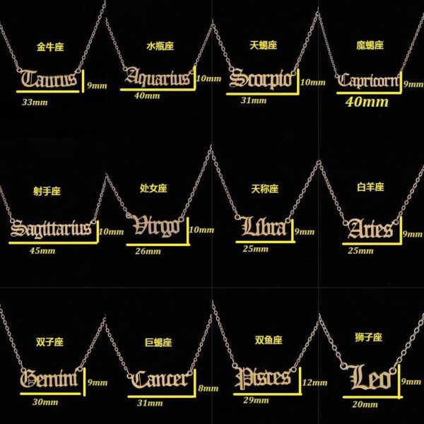 Wholesale Stainless Steel 12 Constellations English Letter Necklace