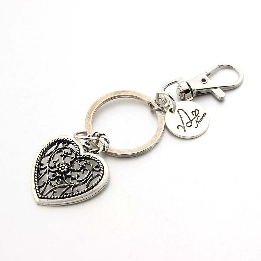 Wholesale Men's Heart Charm Letter Keychain