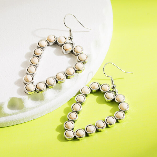 Wholesale Personalized Hollow Heart Exaggerated Turquoise Exquisite Earrings