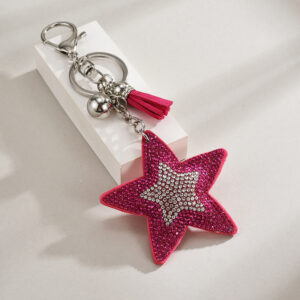 Rose Red / Silver Buckle + five-pointed star tassel