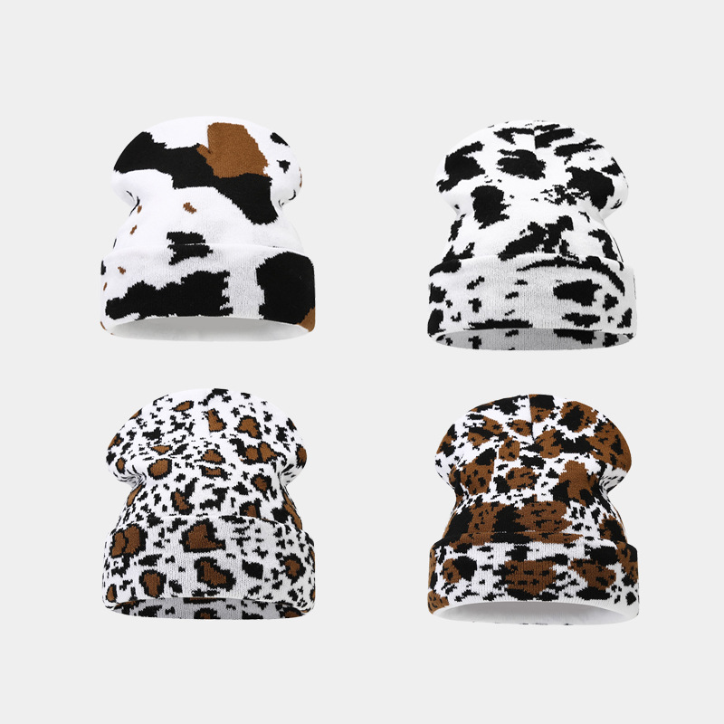 Wholesale Leopard Jacquard Knitted Warm Ear Protection Winter Hat
