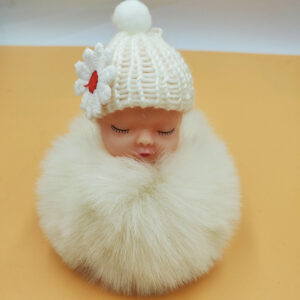 Rice White / Golden chain Buckle (8cm fur ball)