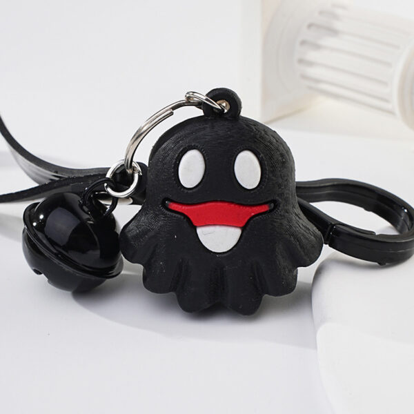 Wholesale Metal Ring Halloween Black Bell Smiley Ghost Keychain