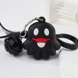 Wholesale Metal Ring Halloween Black Bell Smiley Ghost Keychain