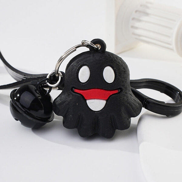 Wholesale Metal Ring Halloween Black Bell Smiley Ghost Keychain