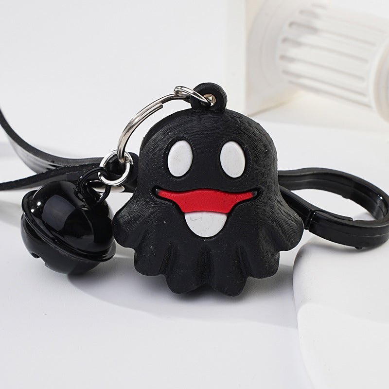 Wholesale Metal Ring Black Bell Smiley Ghost Keychain